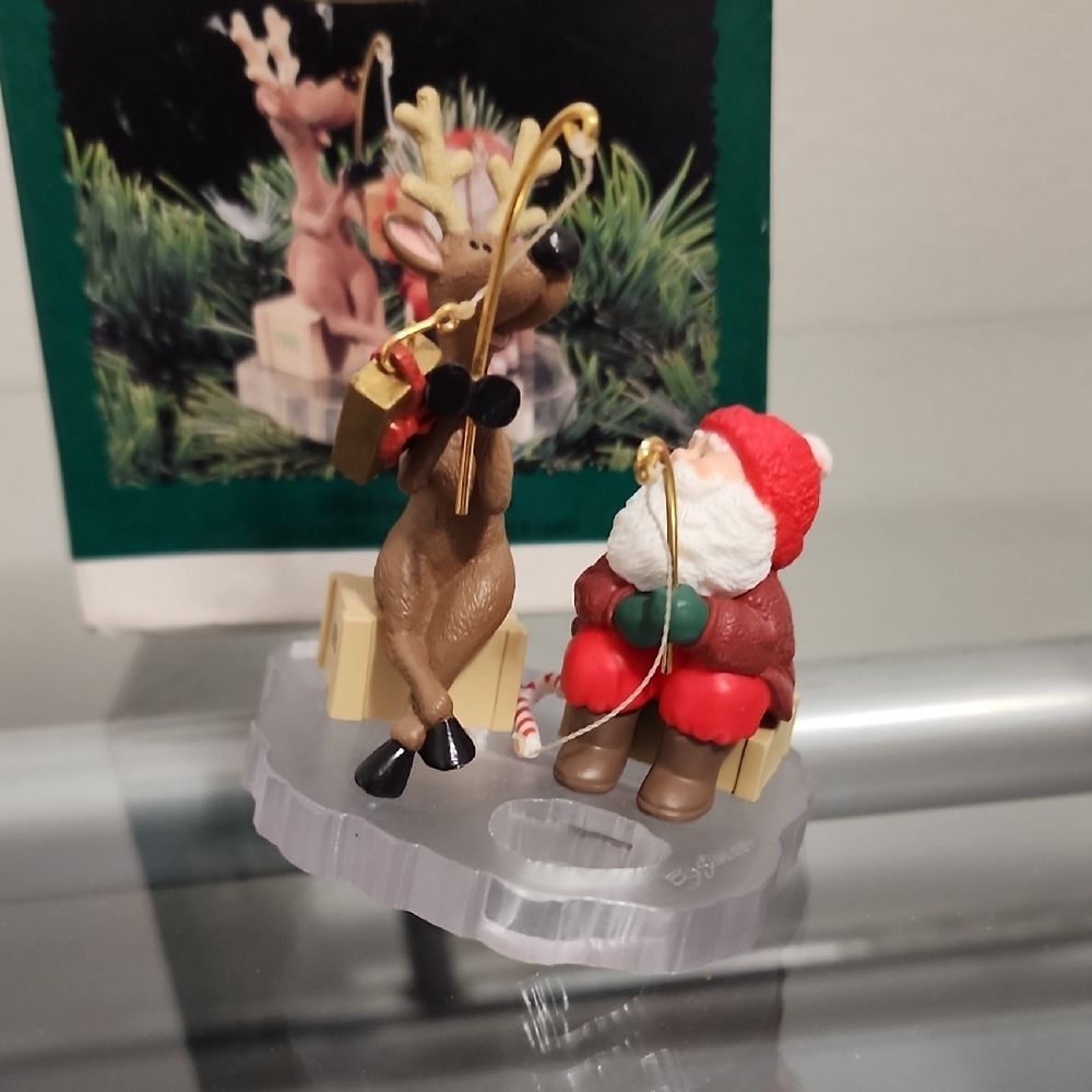 Hallmark Santa and Reindeer Ornament - Red, Brown, and White